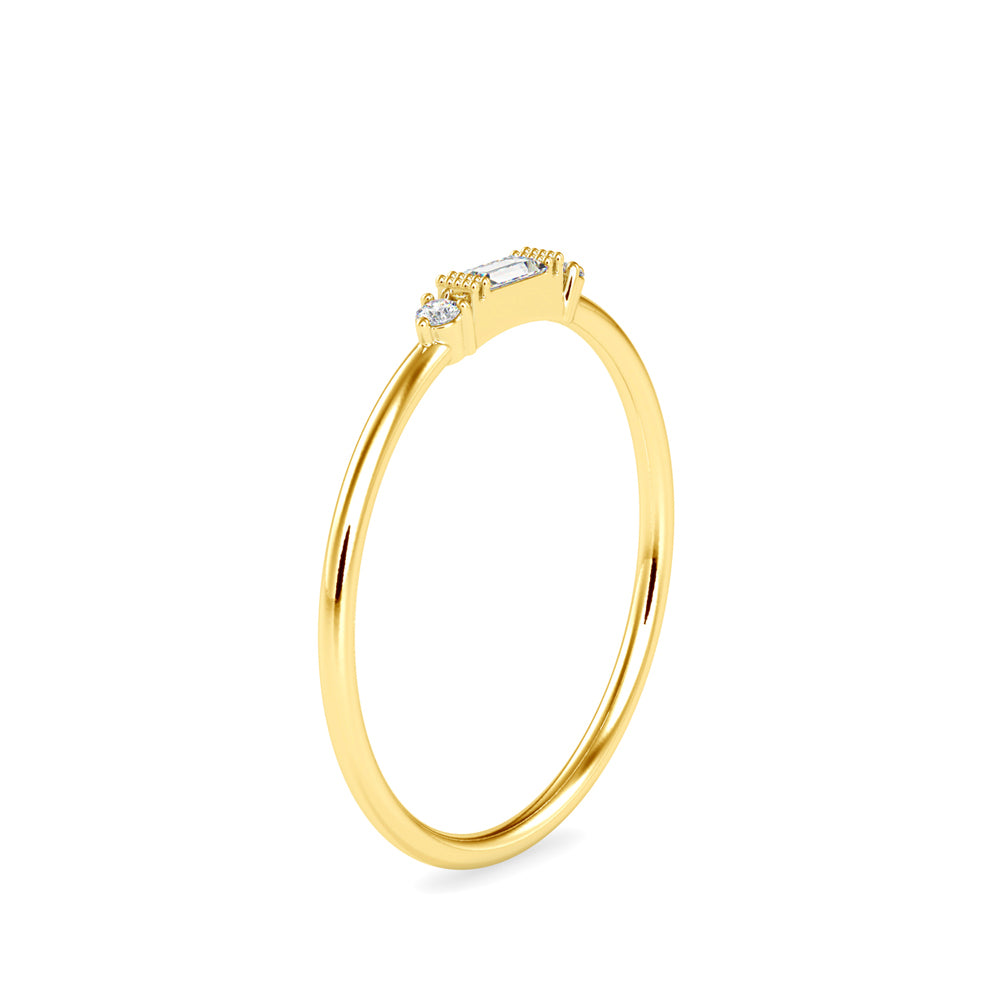 0.07Ct Baguette Cut Three Stone Lab-Grown Diamond Gold Ring
