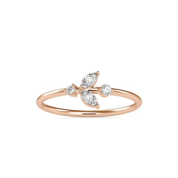 0.15Ct Leaf Motif Lab-Grown Diamond Gold Ring