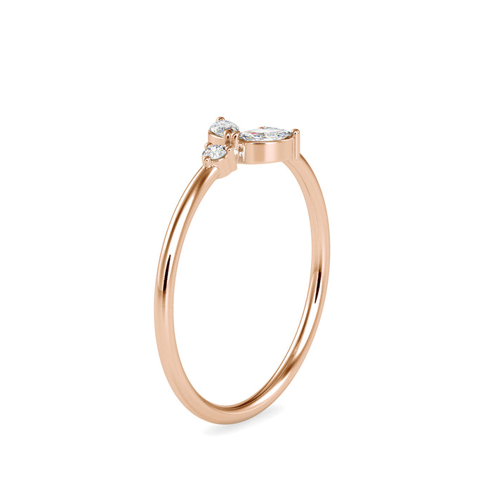 0.15Ct Leaf Motif Lab-Grown Diamond Gold Ring
