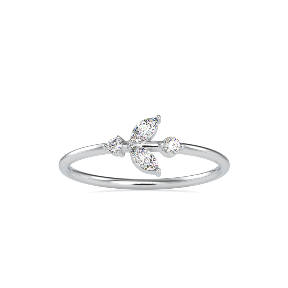 0.15Ct Leaf Motif Lab-Grown Diamond Gold Ring