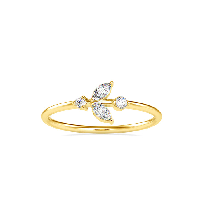 0.15Ct Leaf Motif Lab-Grown Diamond Gold Ring