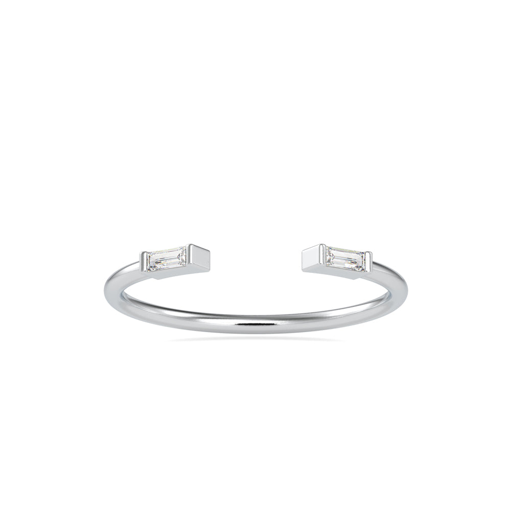 0.06Ct Open Baguette Cut Two Stone Lab-Grown Diamond Gold Ring