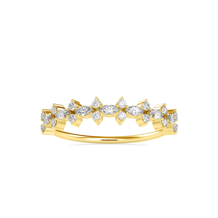 0.29Ct Half Eternity Marquise & Round Lab-Grown Diamond Gold Ring