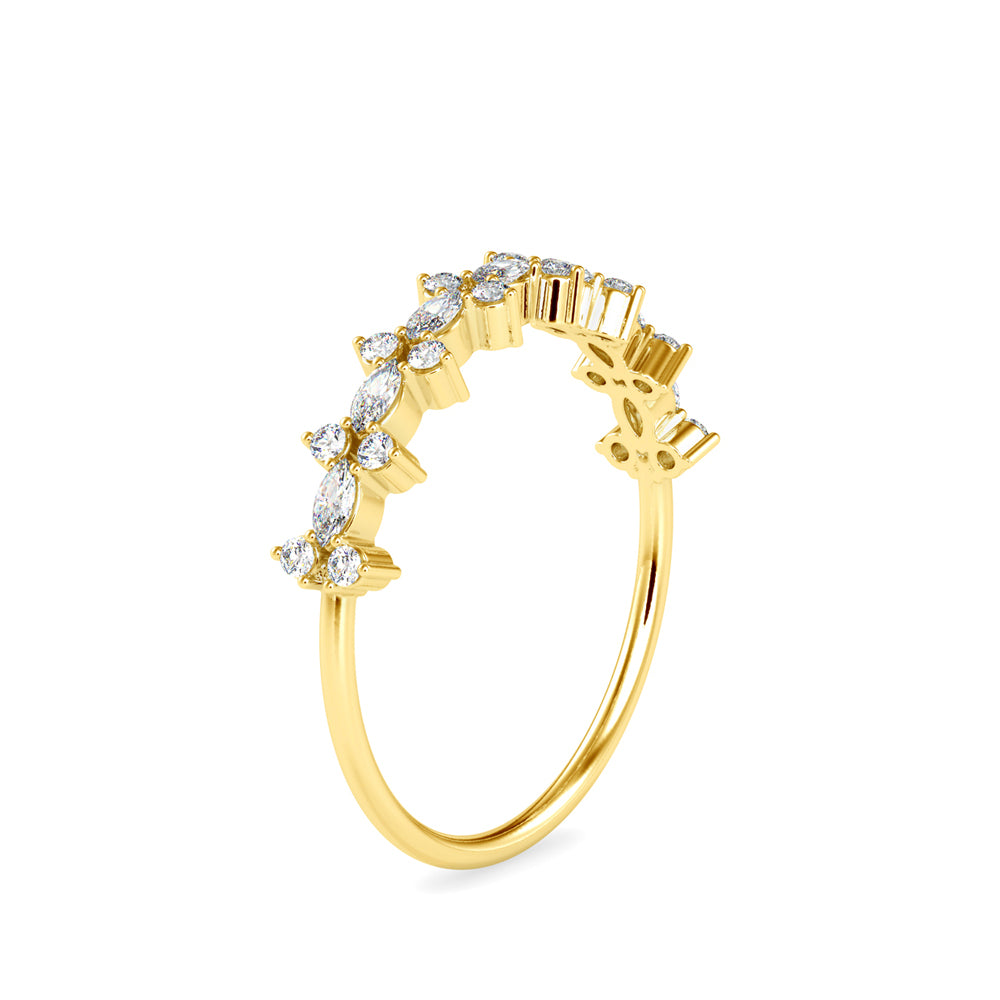 0.29Ct Half Eternity Marquise & Round Lab-Grown Diamond Gold Ring