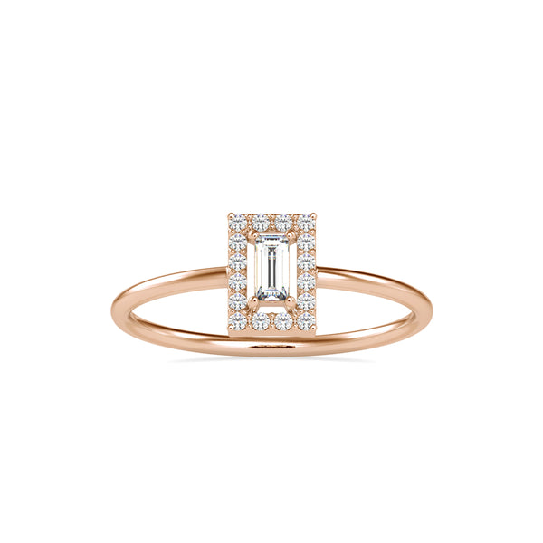 0.17Ct Bauette Cut Halo Lab-Grown Diamond Gold Ring