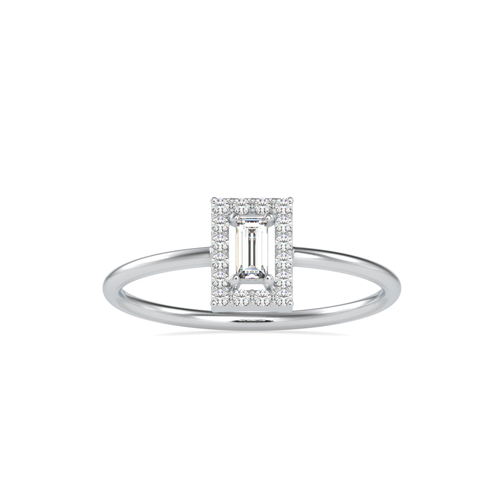 0.17Ct Bauette Cut Halo Lab-Grown Diamond Gold Ring