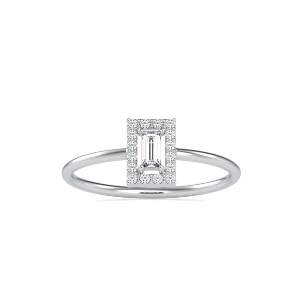 0.17Ct Bauette Cut Halo Lab-Grown Diamond Gold Ring