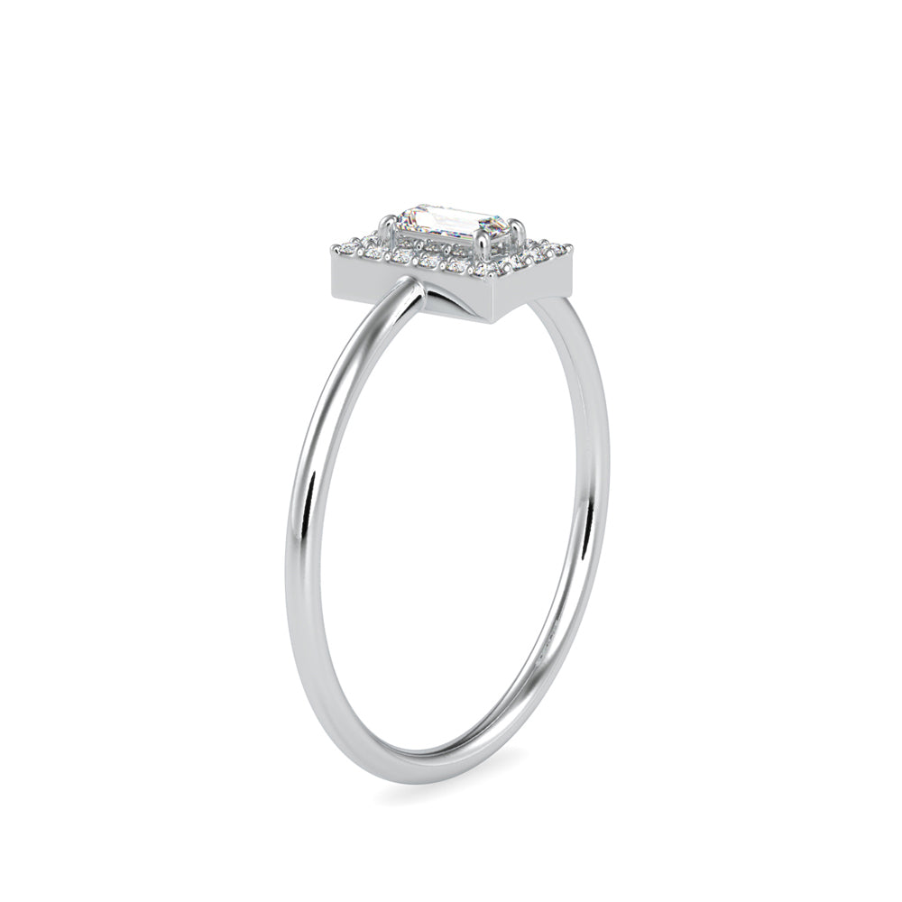 0.17Ct Bauette Cut Halo Lab-Grown Diamond Gold Ring