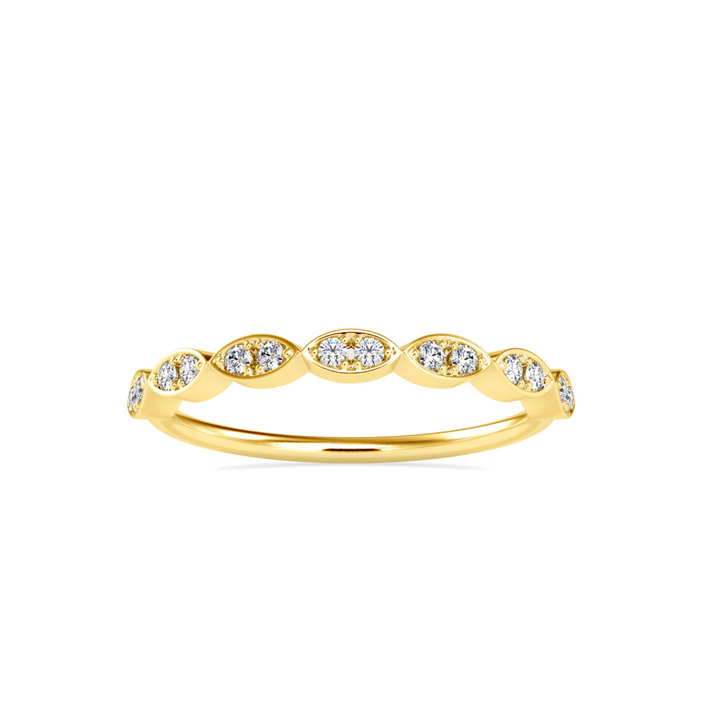 0.12Ct Marquise Wave Pave Lab-Grown Diamond Gold Ring