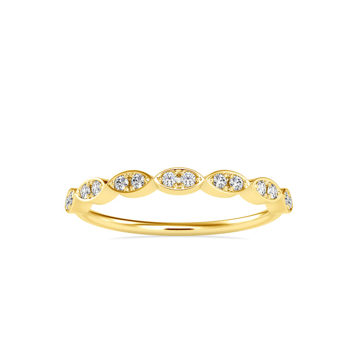 0.12Ct Marquise Wave Pave Lab-Grown Diamond Gold Ring