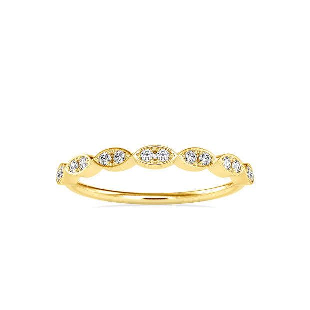 0.12Ct Marquise Wave Pave Lab-Grown Diamond Gold Ring