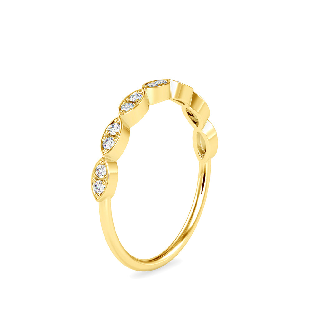 0.12Ct Marquise Wave Pave Lab-Grown Diamond Gold Ring