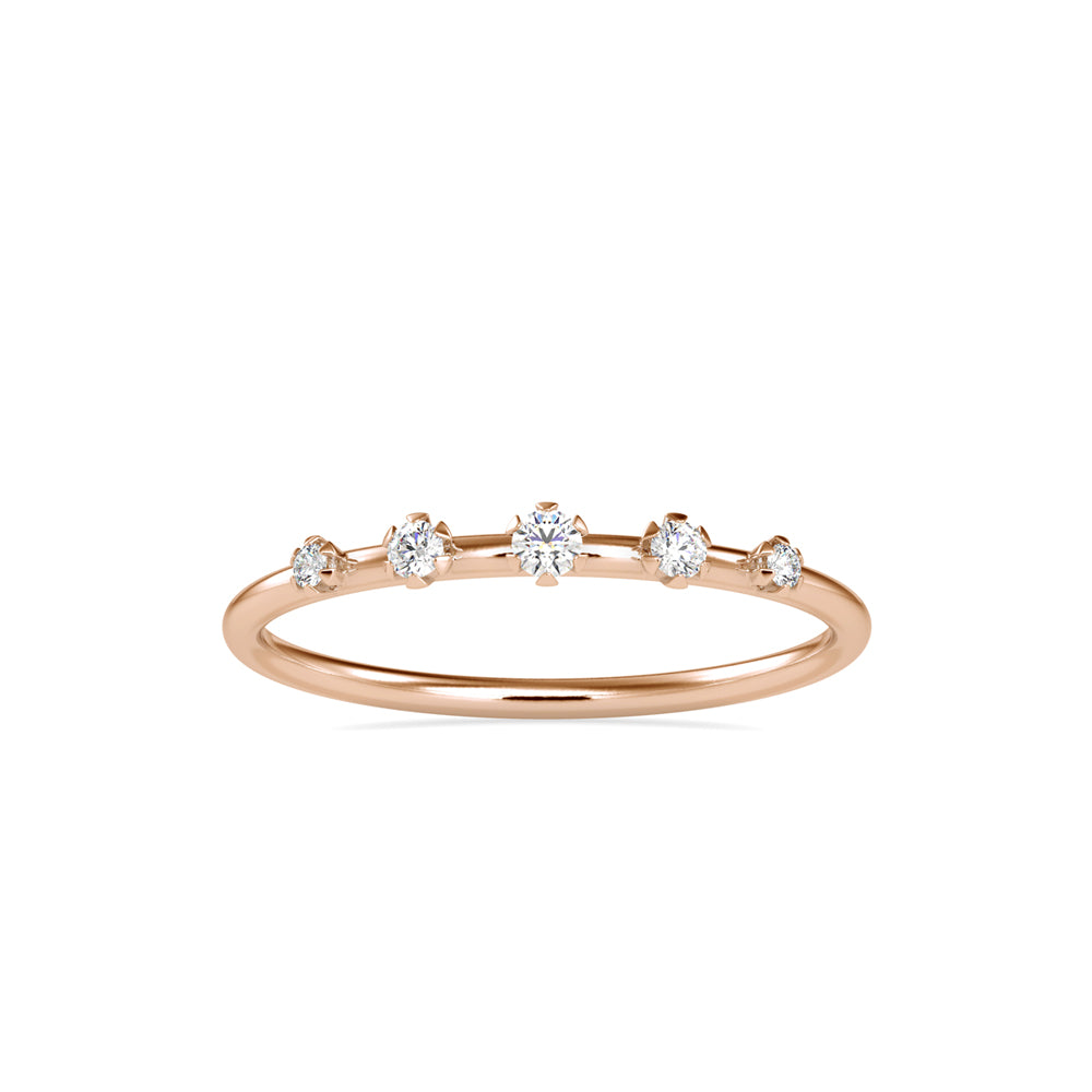 0.08Ct Five Stone Round Cut Lab-Grown Diamond Gold Ring