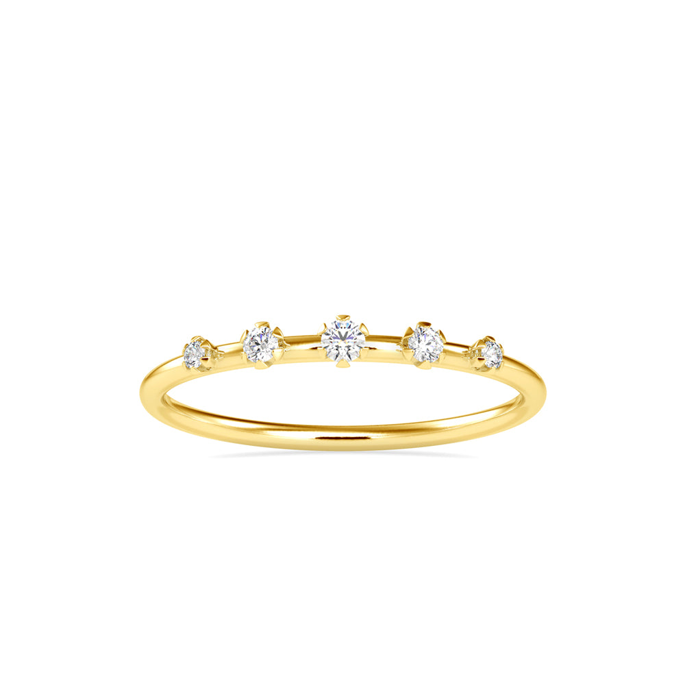 0.08Ct Five Stone Round Cut Lab-Grown Diamond Gold Ring