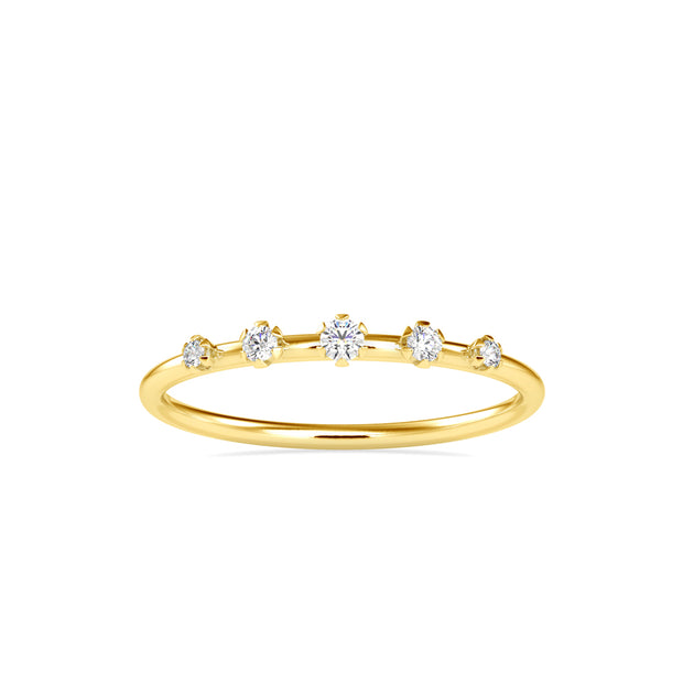 0.08Ct Five Stone Round Cut Lab-Grown Diamond Gold Ring