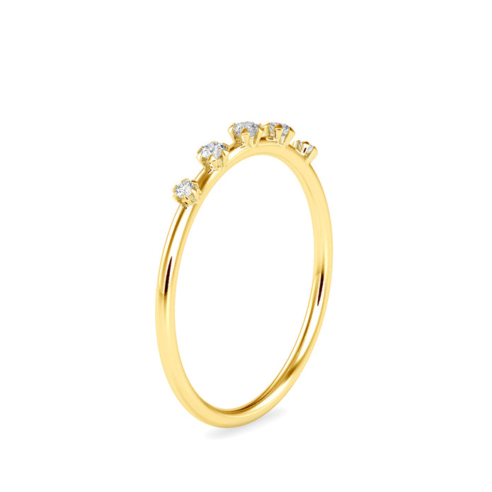 0.08Ct Five Stone Round Cut Lab-Grown Diamond Gold Ring