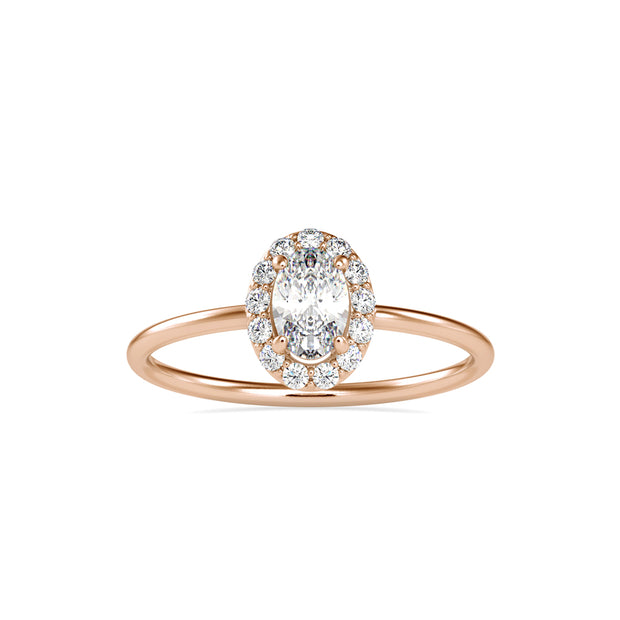 0.47Ct Oval Cut Halo Lab-Grown Diamond Gold Ring