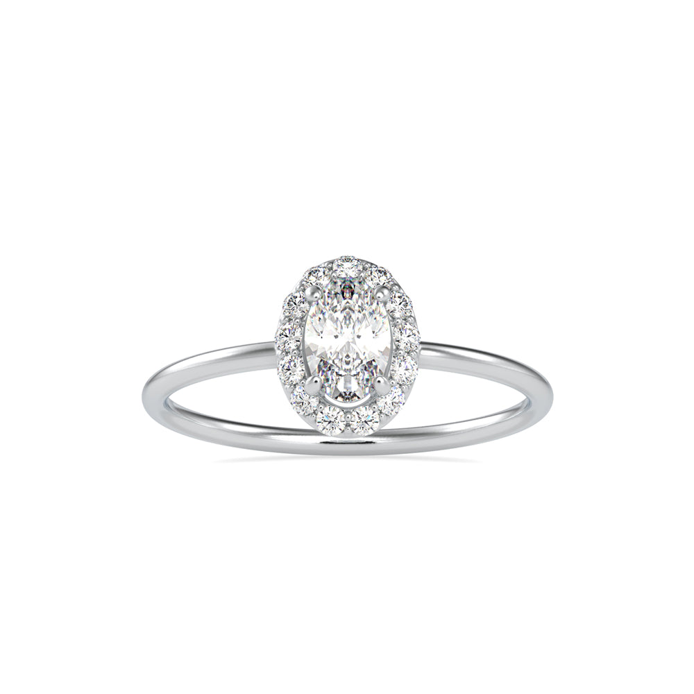 0.47Ct Oval Cut Halo Lab-Grown Diamond Gold Ring