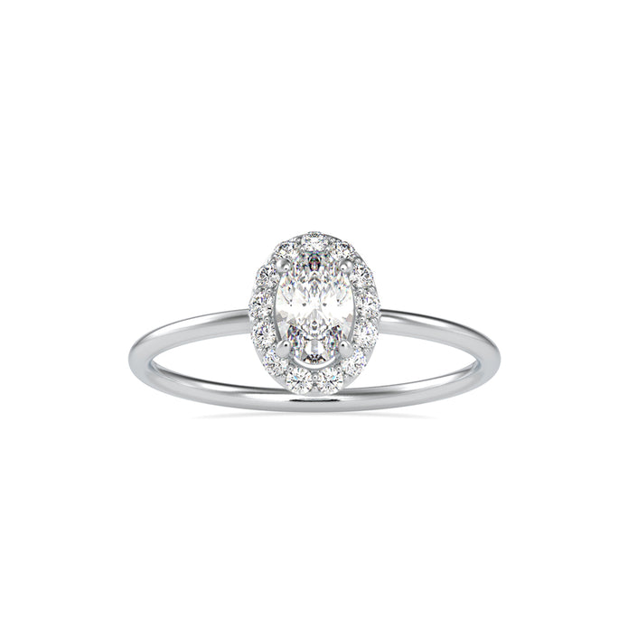 0.47Ct Oval Cut Halo Lab-Grown Diamond Gold Ring
