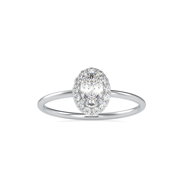 0.47Ct Oval Cut Halo Lab-Grown Diamond Gold Ring