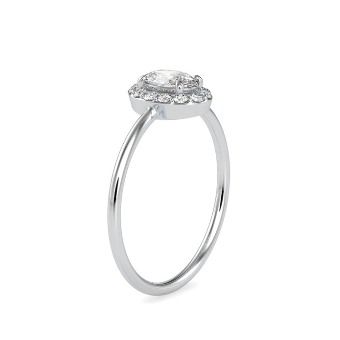 0.47Ct Oval Cut Halo Lab-Grown Diamond Gold Ring