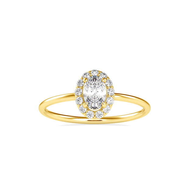 0.47Ct Oval Cut Halo Lab-Grown Diamond Gold Ring