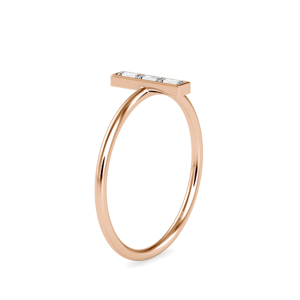0.13Ct Baguette Cut Three Stone Lab-Grown Diamond Gold Ring