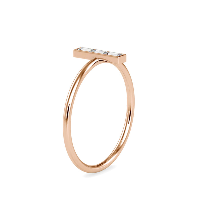 0.13Ct Baguette Cut Three Stone Lab-Grown Diamond Gold Ring