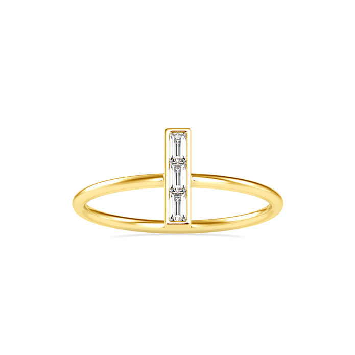 0.13Ct Baguette Cut Three Stone Lab-Grown Diamond Gold Ring