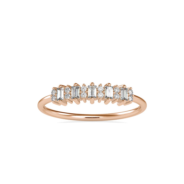 0.23Ct Baguette & Round Cut Lab-Grown Diamond Gold Ring