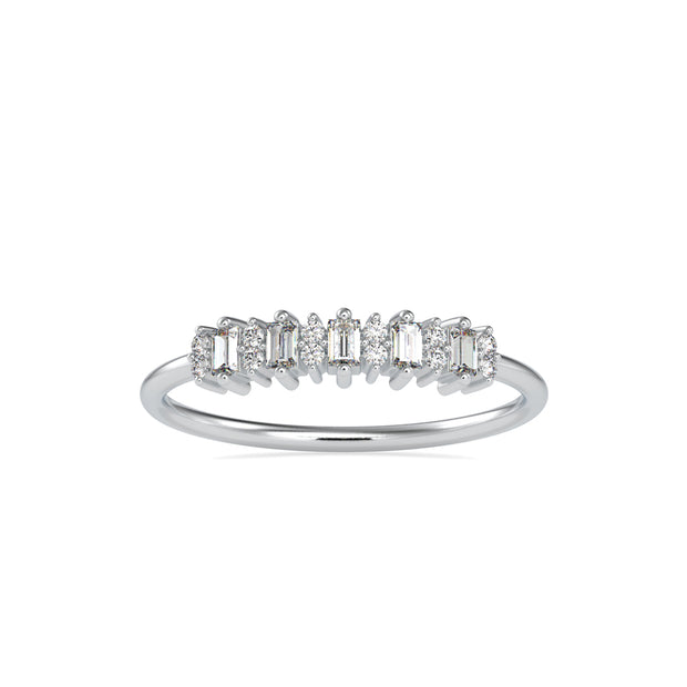 0.23Ct Baguette & Round Cut Lab-Grown Diamond Gold Ring
