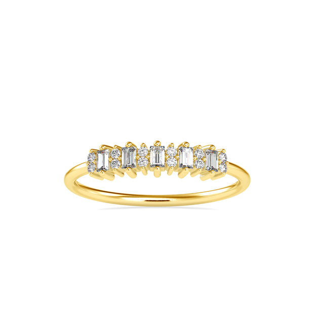 0.23Ct Baguette & Round Cut Lab-Grown Diamond Gold Ring