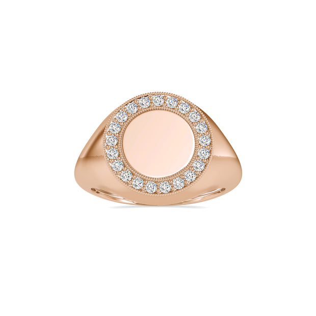 0.26Ct Round Cut Signet Lab-Grown Diamond Gold Ring