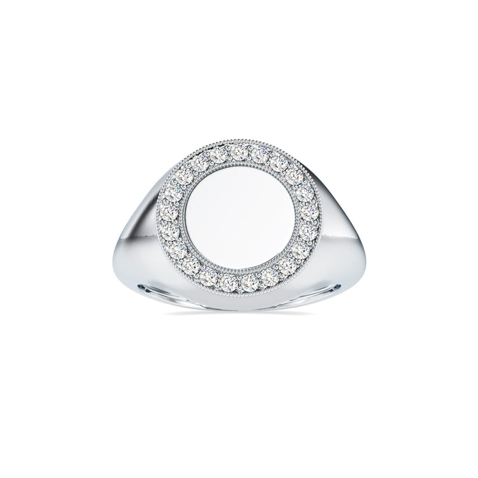 0.26Ct Round Cut Signet Lab-Grown Diamond Gold Ring