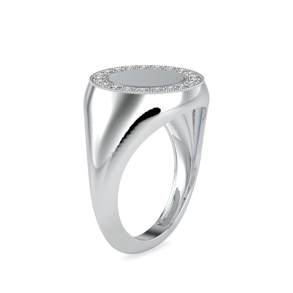 0.26Ct Round Cut Signet Lab-Grown Diamond Gold Ring