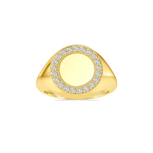 0.26Ct Round Cut Signet Lab-Grown Diamond Gold Ring
