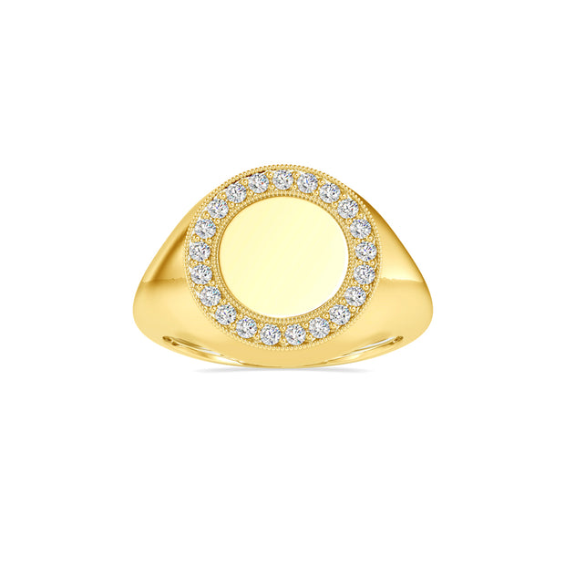 0.26Ct Round Cut Signet Lab-Grown Diamond Gold Ring