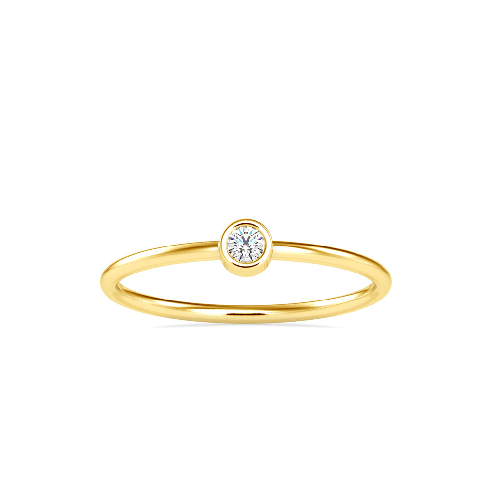0.06Ct Round Cut Bezel Lab-Grown Diamond Gold Ring