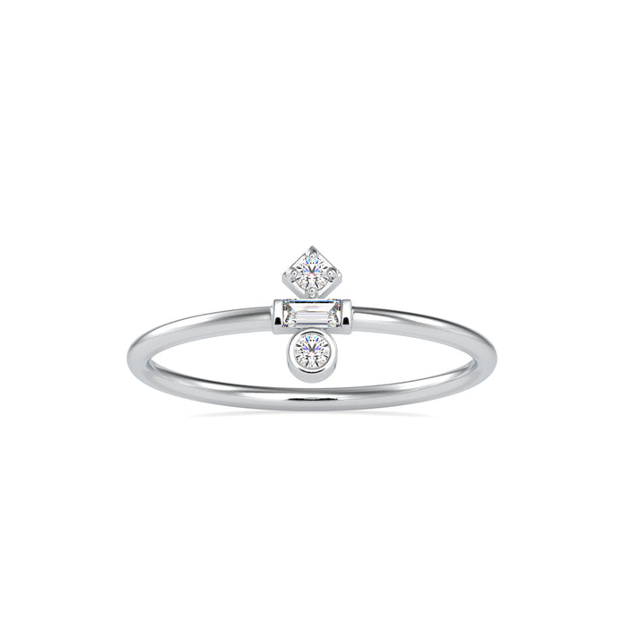 0.08Ct Baguette Cut Three Stone Lab-Grown Diamond Gold Ring