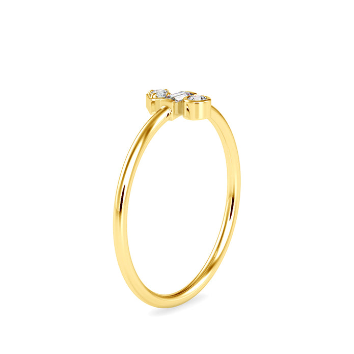 0.08Ct Baguette Cut Three Stone Lab-Grown Diamond Gold Ring