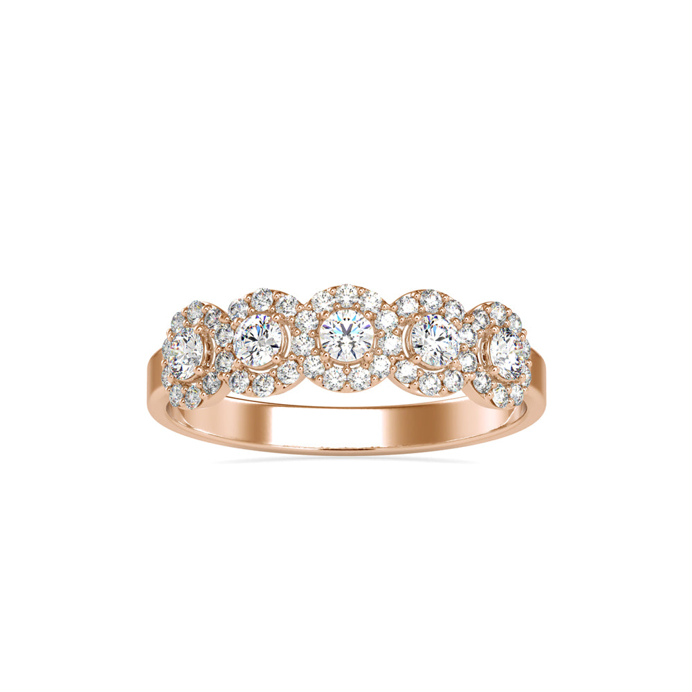 0.45Ct Five Stone Halo Lab-Grown Diamond Gold Ring