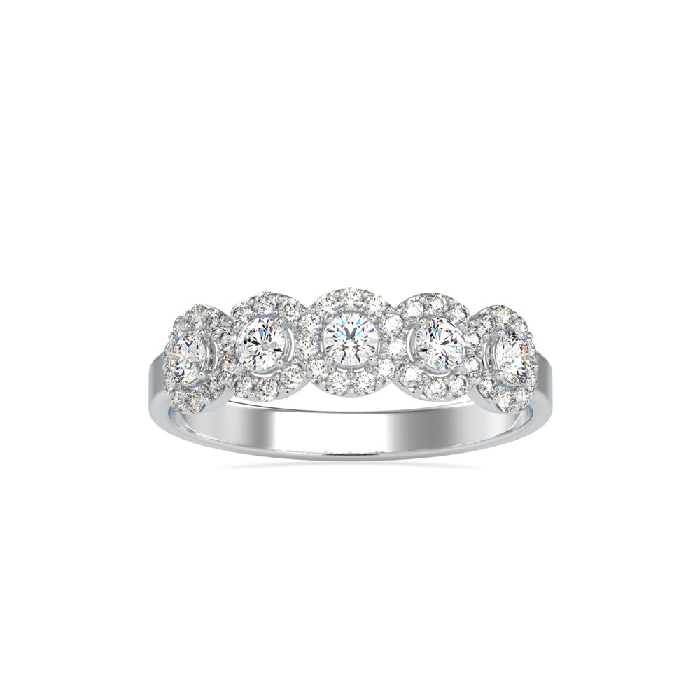 0.45Ct Five Stone Halo Lab-Grown Diamond Gold Ring
