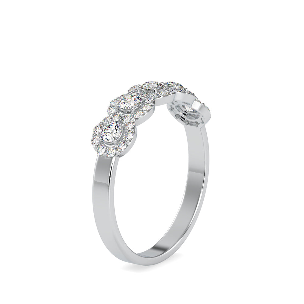 0.45Ct Five Stone Halo Lab-Grown Diamond Gold Ring