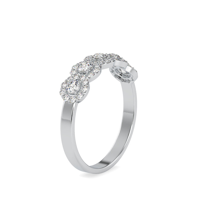 0.45Ct Five Stone Halo Lab-Grown Diamond Gold Ring