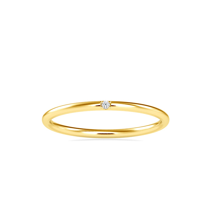 0.01Ct Flush Set Solitaire Lab-Grown Diamond Gold Ring