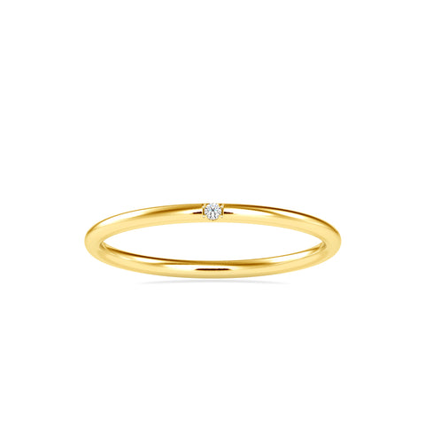 0.01Ct Flush Set Solitaire Lab-Grown Diamond Gold Ring