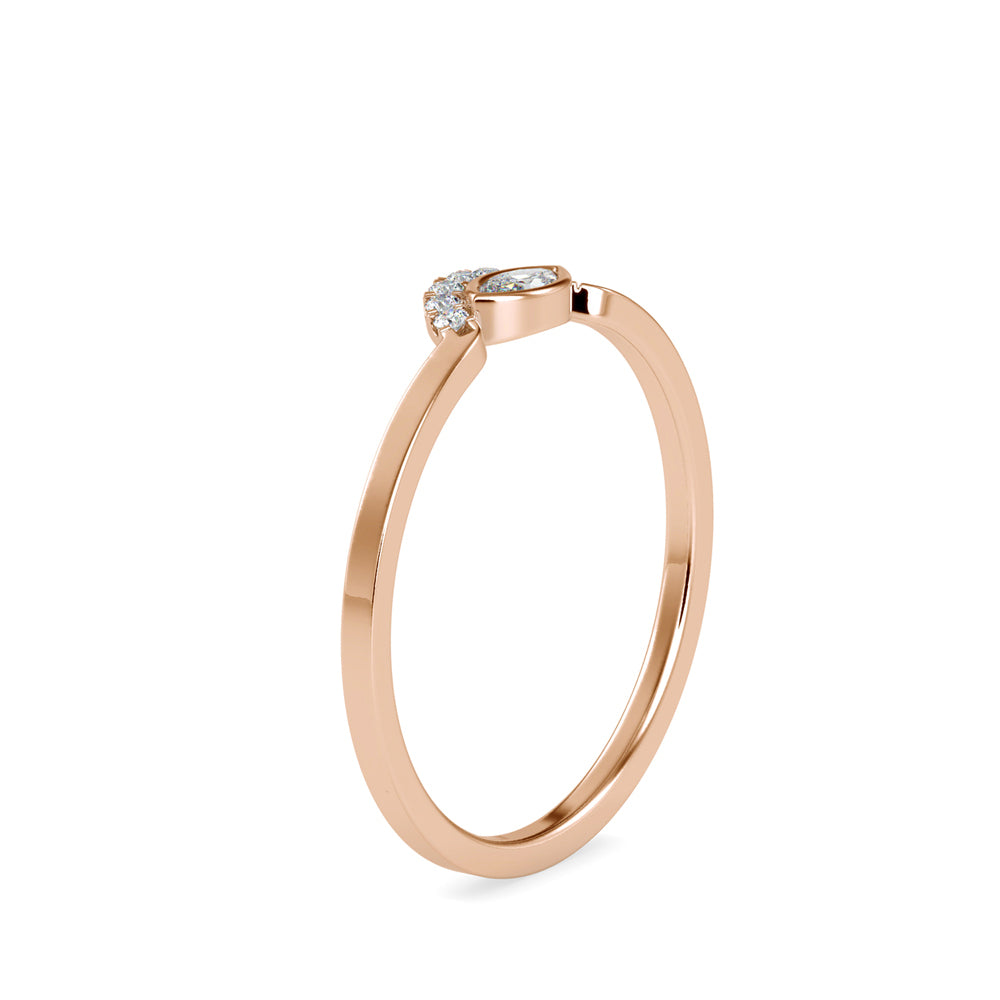 0.09Ct Marquise Half Halo Lab-Grown Diamond Gold Ring