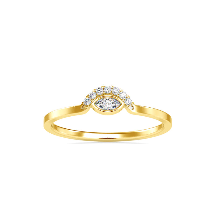 0.09Ct Marquise Half Halo Lab-Grown Diamond Gold Ring