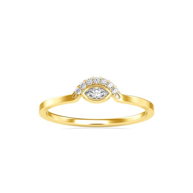 0.09Ct Marquise Half Halo Lab-Grown Diamond Gold Ring
