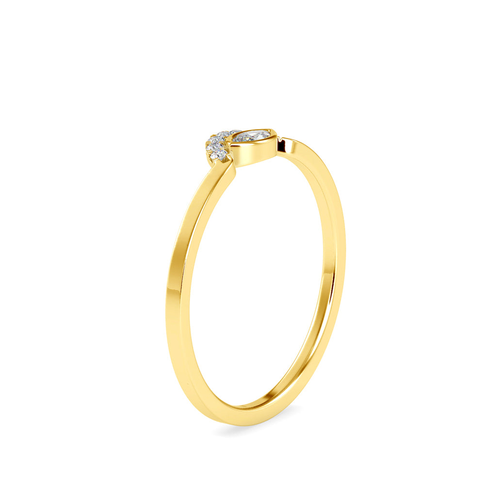 0.09Ct Marquise Half Halo Lab-Grown Diamond Gold Ring